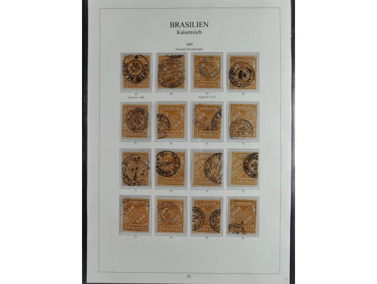 1843/90, extensive used collection. Beginning with "Bulls Eyes" 30, 60 (2) and 90 Reis, the latter clearly cancelled and with