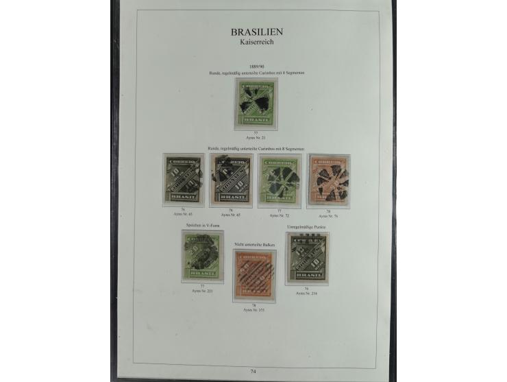 1843/90, extensive used collection. Beginning with "Bulls Eyes" 30, 60 (2) and 90 Reis, the latter clearly cancelled and with