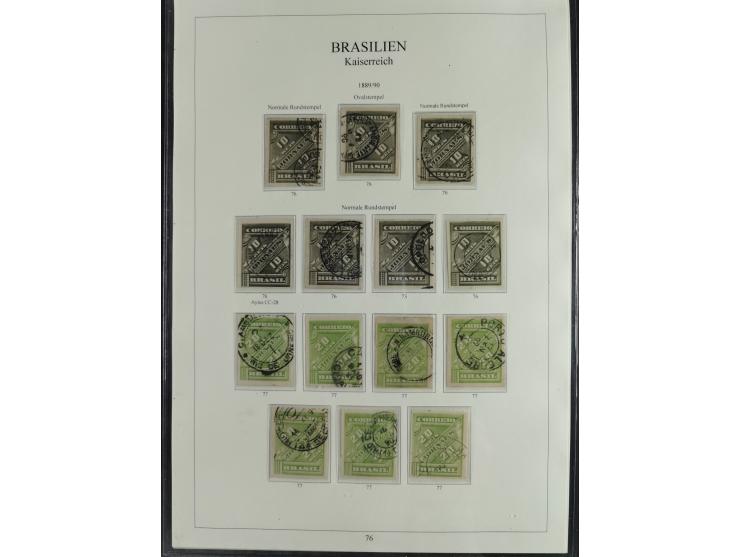 1843/90, extensive used collection. Beginning with "Bulls Eyes" 30, 60 (2) and 90 Reis, the latter clearly cancelled and with