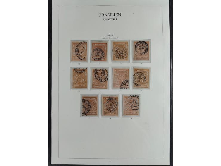 1843/90, extensive used collection. Beginning with "Bulls Eyes" 30, 60 (2) and 90 Reis, the latter clearly cancelled and with