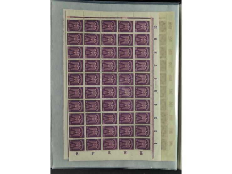 1923, meist postfrischer Bestand mit über 70 Bögen ex. Mi.-Nr. 235-276, dabei auch kompletter Bogen Mi.-Nr. 260, teils vorgef