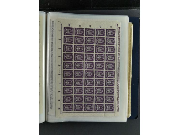 1923, meist postfrischer Bestand mit über 70 Bögen ex. Mi.-Nr. 235-276, dabei auch kompletter Bogen Mi.-Nr. 260, teils vorgef