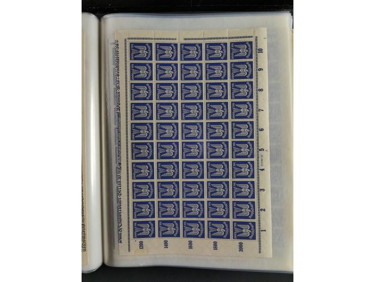 1923, meist postfrischer Bestand mit über 70 Bögen ex. Mi.-Nr. 235-276, dabei auch kompletter Bogen Mi.-Nr. 260, teils vorgef