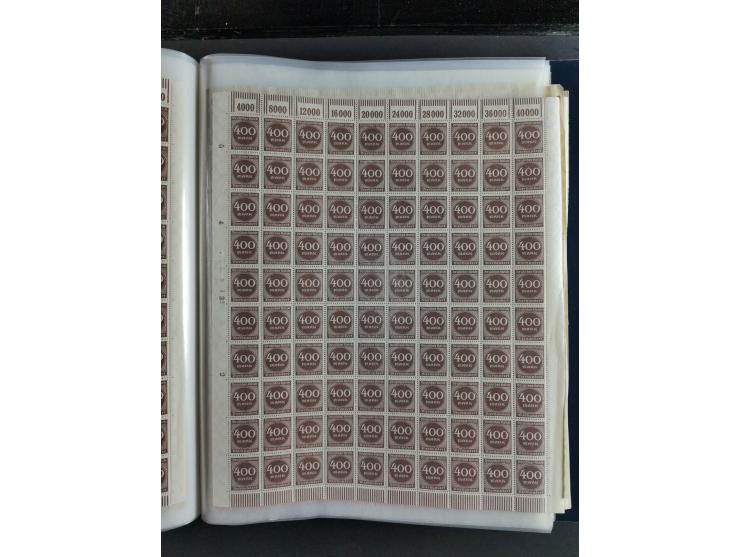 1923, meist postfrischer Bestand mit über 70 Bögen ex. Mi.-Nr. 235-276, dabei auch kompletter Bogen Mi.-Nr. 260, teils vorgef