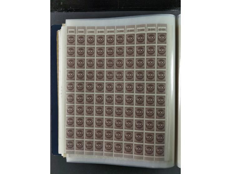 1923, meist postfrischer Bestand mit über 70 Bögen ex. Mi.-Nr. 235-276, dabei auch kompletter Bogen Mi.-Nr. 260, teils vorgef