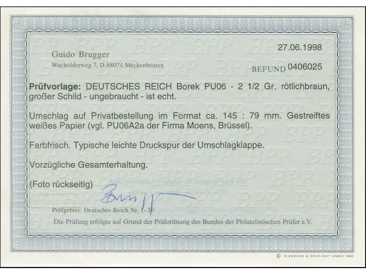 Ganzsachenumschlag 2 ½ Groschen der Firma Moens auf gestreiftem weißem Papier, ungebraucht, einwandfrei, Fotobefund Brugger B