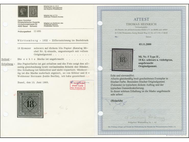 18 Kreuzer auf violettgrau, Type II, farbfrisch und allseits breitrandig, ungebraucht mit Originalgummi. Sehr schöne und einw