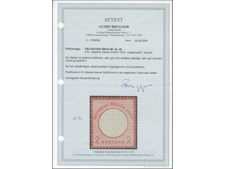 2 Kreuzer ziegelrot, farbfrisch, sehr gut und erhaben geprägt, sehr gut zentriert und gut gezähnt, postfrisch, Gummi etwas po