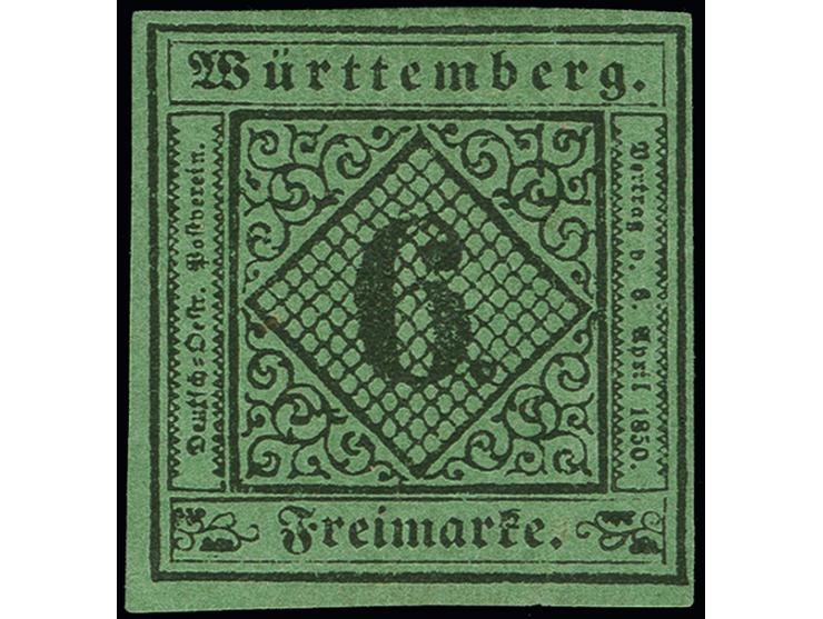 6 Kreuzer auf blaugrün, Type III, schöne frische Farbe und voll- bis breitrandig, ungebraucht mit frischem Originalgummi. Seh