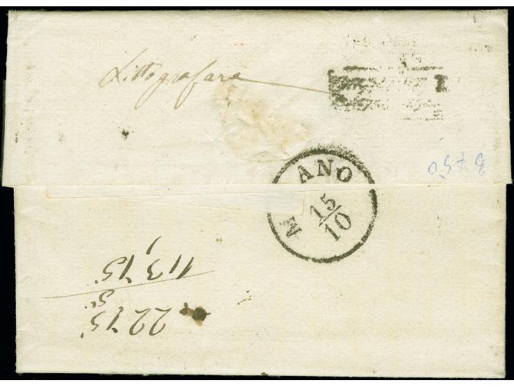 "ARZIGNANO 14 OCT.", L2 sauber auf Handpapier 45 Centesimi, voll- bis meist breitrandig auf kleiner Briefhülle nach Mailand“A