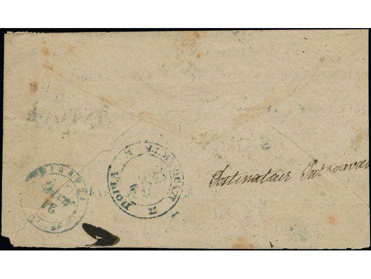 1880 (19 October), 20pa violet on green and 2pi black &amp; yellow-brown 1876 issues of Turkey, tied to registered cover to P