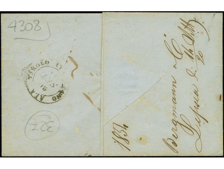 1 Neugroschen auf mattgraurot, voll- bis meist breitrandig,&nbsp;mit Nr. "2" und nebengesetztem DKr. "LEIPZIG 11 SEP 54" auf 