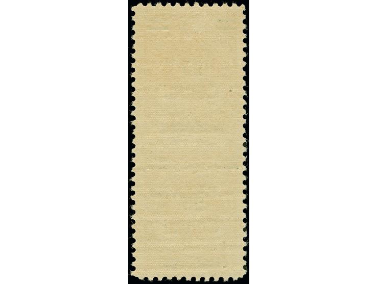 25 C. auf 25 M. im senkrechten Paar, mittig ungezähnt, die obere Marke mit seltener, nur einmal im Bogen vorkommender, Type V