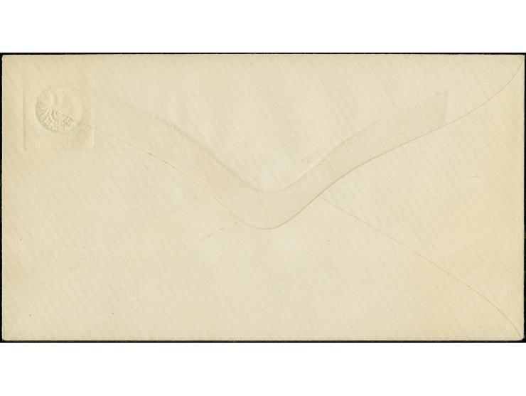 Ganzsachenumschlag 5 Groschen der Firma Moens auf gestreiftem weißem Papier, ungebraucht, einwandfrei, Fotobefund Brugger BPP