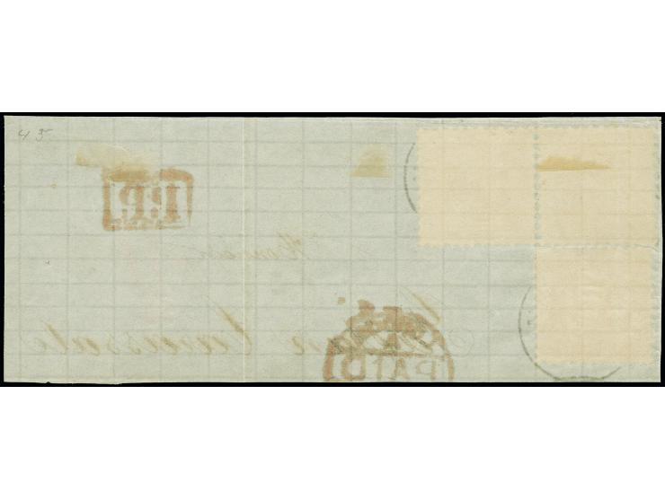 30 Kreuzer gelborange und waagerechtes Paar 6 Kreuzer ultramarin, alle farbfrisch und bis auf wenige stumpfe Zahnspitzen bei 