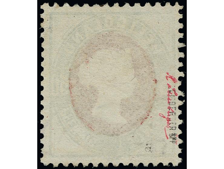 “HELIGOLAND 1878”, Teilabschlag in violett auf korrigierter 50 Pfennig grün/dunkellilakarmin, sign. Lemberger BPP