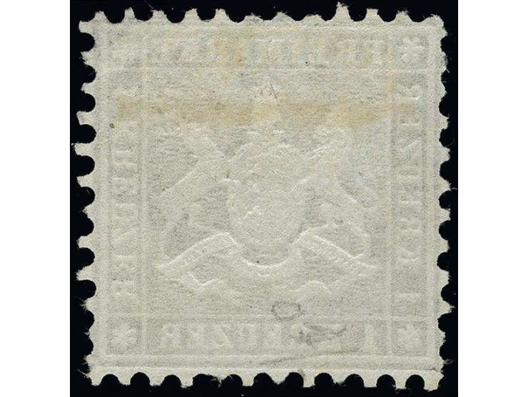 1862, Wappen weit gezähnt: 1 Kreuzer schwarzbraun, farbfrisch und für diese Ausgabe gut gezähnt, ungebraucht mit frischem Ori