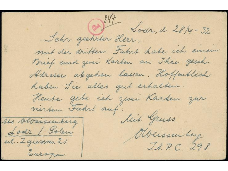 Polen: 1932, 4. Südamerikafahrt mit Anschlussflug Berlin bis Brasilien, Karte von “LODZ 28.IV.32" nach Pernambuco mit Ankunft
