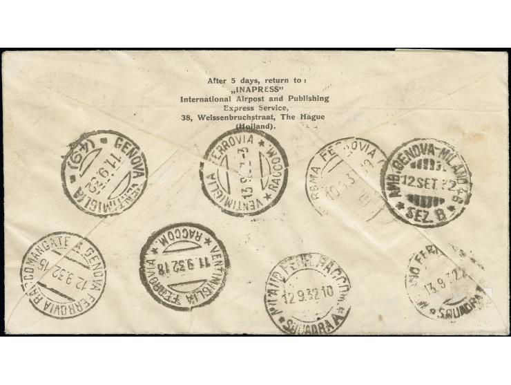 Vatikan: 1932, 7. Südamerikafahrt mit Auflieferung Friedrichshafen, R-Brief von “CITTA DEL VATICANO 10.9.32” nach Montevideo 