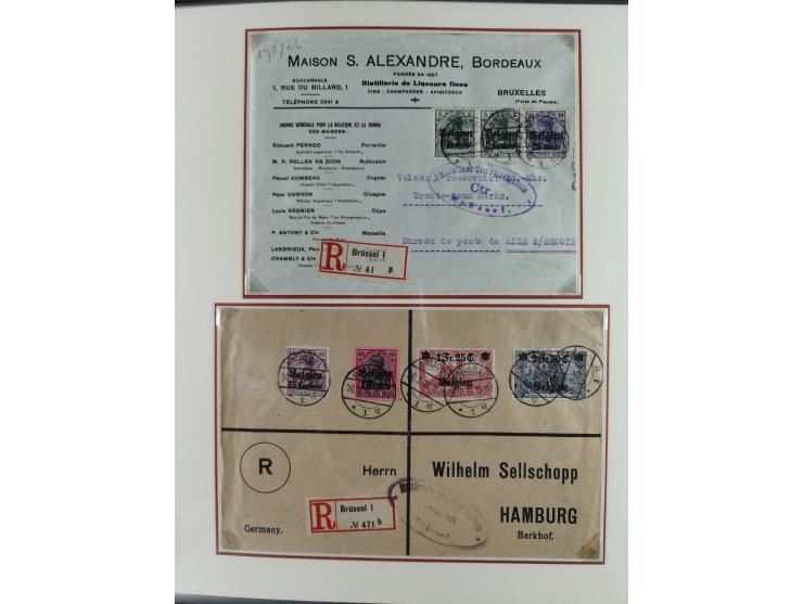 1914/18, DP Belgien bis Rumänien, Sammlung mit ca. 50 Briefen und Karten, dabei R-Briefe, interessante Frankaturen und Besond