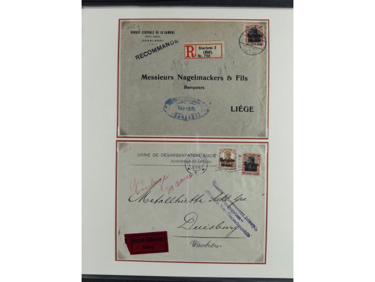 1914/18, DP Belgien bis Rumänien, Sammlung mit ca. 50 Briefen und Karten, dabei R-Briefe, interessante Frankaturen und Besond