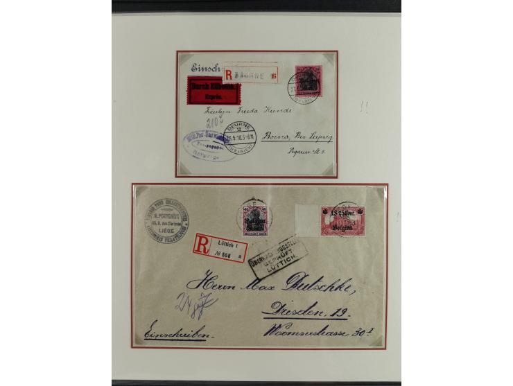 1914/18, DP Belgien bis Rumänien, Sammlung mit ca. 50 Briefen und Karten, dabei R-Briefe, interessante Frankaturen und Besond