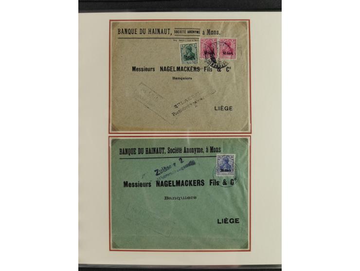 1914/18, DP Belgien bis Rumänien, Sammlung mit ca. 50 Briefen und Karten, dabei R-Briefe, interessante Frankaturen und Besond