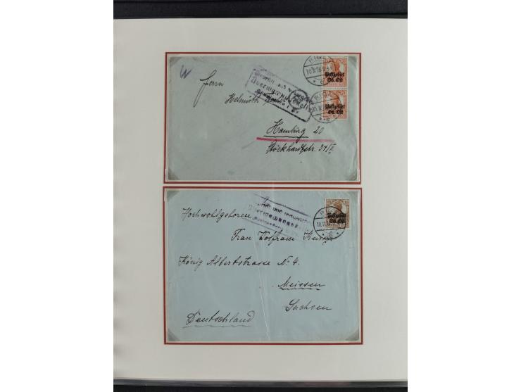 1914/18, DP Belgien bis Rumänien, Sammlung mit ca. 50 Briefen und Karten, dabei R-Briefe, interessante Frankaturen und Besond