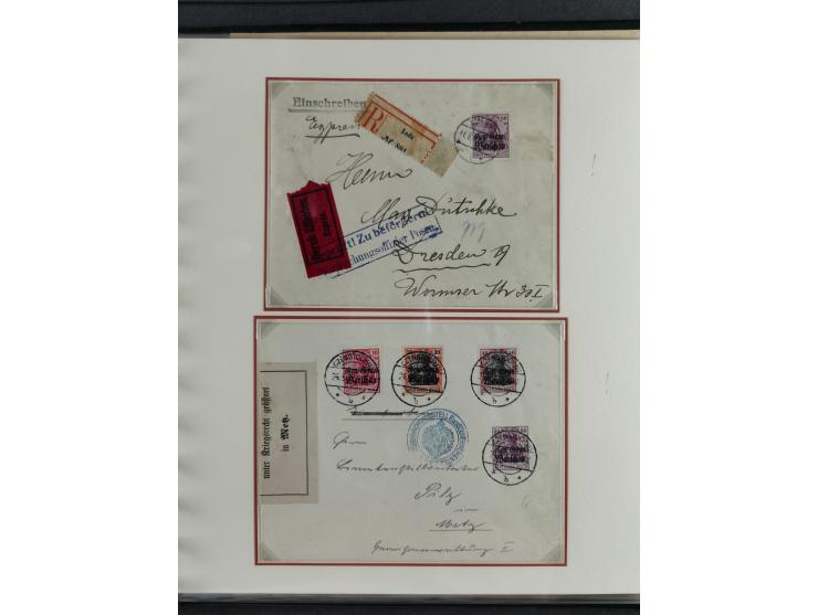 1914/18, DP Belgien bis Rumänien, Sammlung mit ca. 50 Briefen und Karten, dabei R-Briefe, interessante Frankaturen und Besond