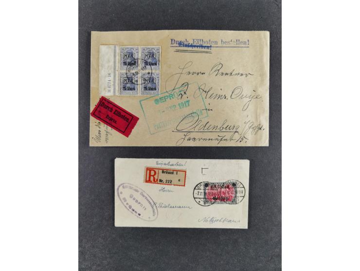1914/18, DP Belgien bis Rumänien, Sammlung mit ca. 50 Briefen und Karten, dabei R-Briefe, interessante Frankaturen und Besond