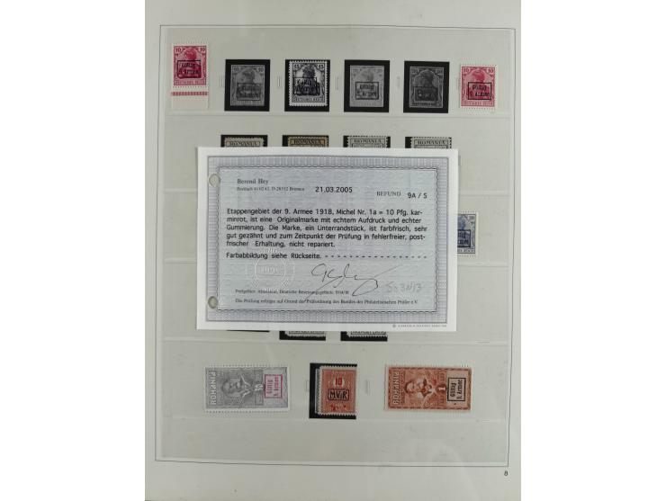 1914/18, postfrische und ungebrauchte Sammlung, dabei viele Farben und Aufdruckvariante wie z.B. Belgien Mi.-Nr. 16bII, 24IB,