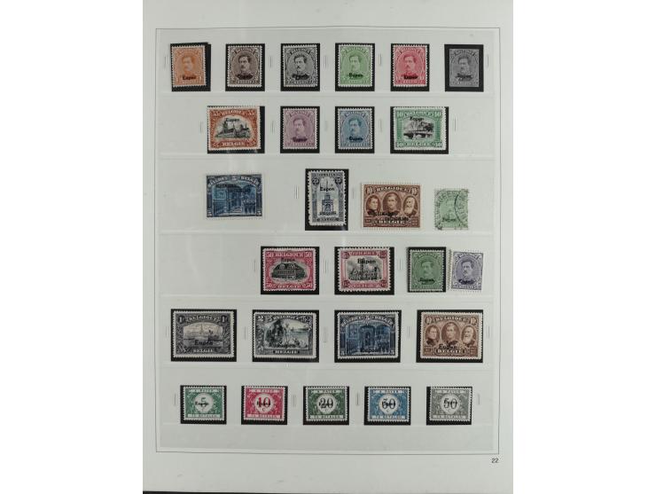 1914/18, postfrische und ungebrauchte Sammlung, dabei viele Farben und Aufdruckvariante wie z.B. Belgien Mi.-Nr. 16bII, 24IB,