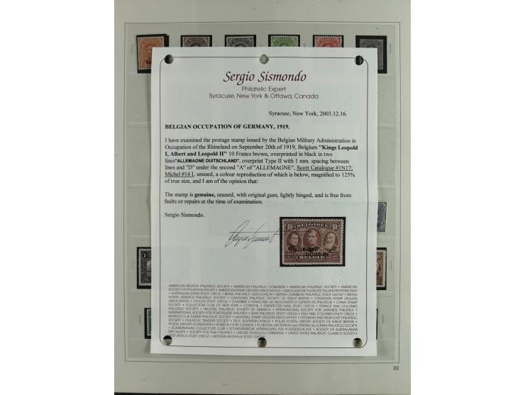 1914/18, postfrische und ungebrauchte Sammlung, dabei viele Farben und Aufdruckvariante wie z.B. Belgien Mi.-Nr. 16bII, 24IB,