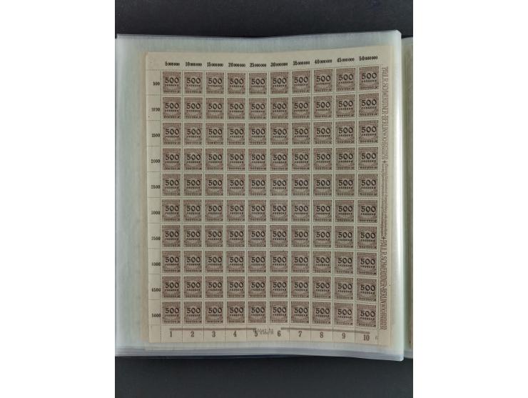 1923, Freimarken “Korbdeckelmuster”, 500´000 bis 50 Mrd. M., mehrheitlich postfrischer und etwas ungebrauchter Bestand von üb