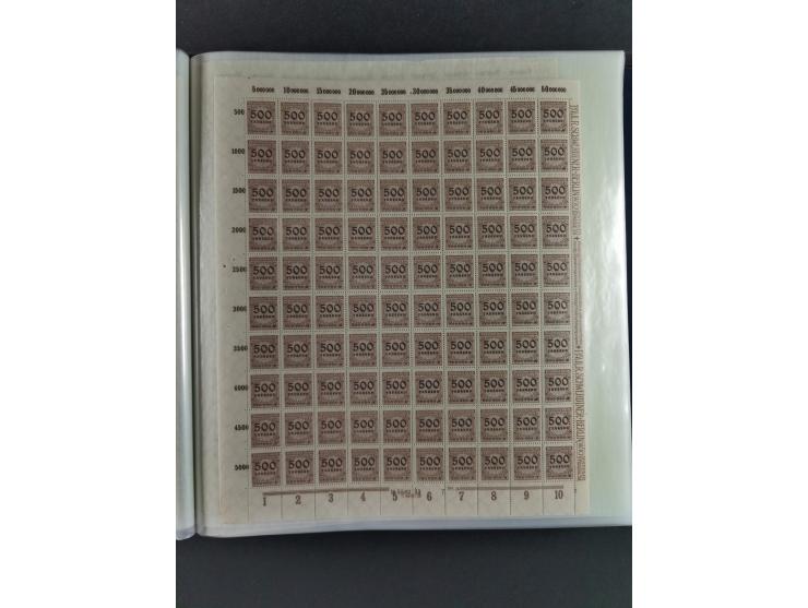 1923, Freimarken “Korbdeckelmuster”, 500´000 bis 50 Mrd. M., mehrheitlich postfrischer und etwas ungebrauchter Bestand von üb