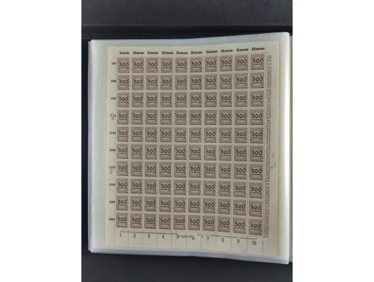 1923, Freimarken “Korbdeckelmuster”, 500´000 bis 50 Mrd. M., mehrheitlich postfrischer und etwas ungebrauchter Bestand von üb