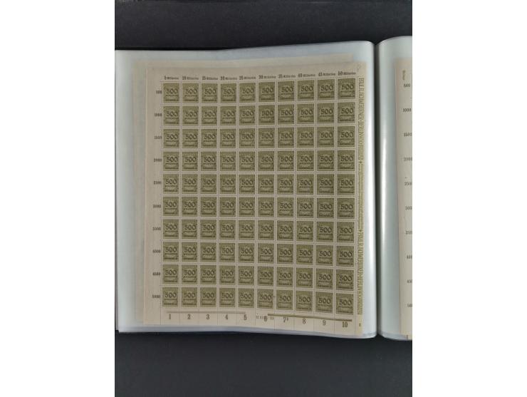 1923, Freimarken “Korbdeckelmuster”, 500´000 bis 50 Mrd. M., mehrheitlich postfrischer und etwas ungebrauchter Bestand von üb