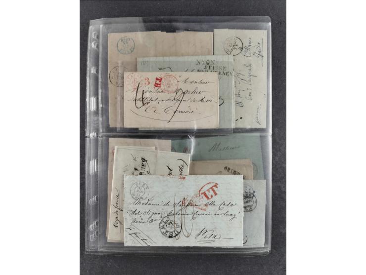 1796/1880, Lot von 39, häufig nach Frankreich adressierten, vorphilatelistischen und markenlosen Briefen. Dabei eine Vielzahl
