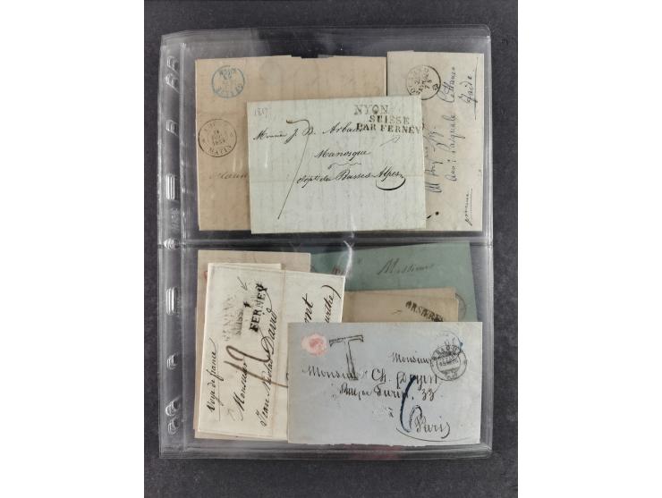 1796/1880, Lot von 39, häufig nach Frankreich adressierten, vorphilatelistischen und markenlosen Briefen. Dabei eine Vielzahl