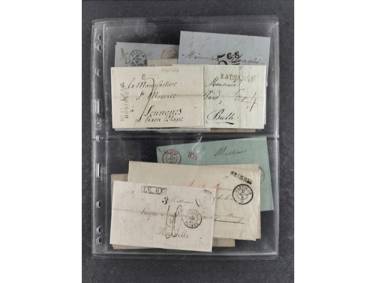 1796/1880, Lot von 39, häufig nach Frankreich adressierten, vorphilatelistischen und markenlosen Briefen. Dabei eine Vielzahl