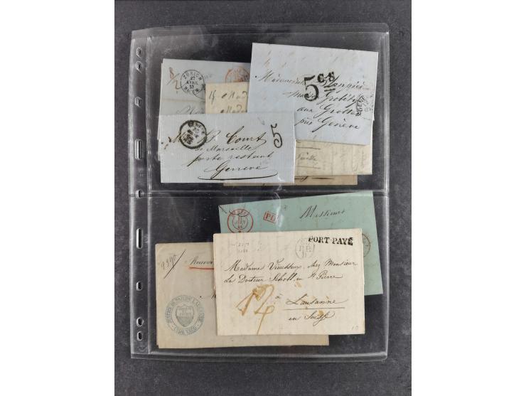 1796/1880, Lot von 39, häufig nach Frankreich adressierten, vorphilatelistischen und markenlosen Briefen. Dabei eine Vielzahl