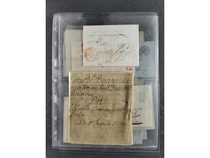 1796/1880, Lot von 39, häufig nach Frankreich adressierten, vorphilatelistischen und markenlosen Briefen. Dabei eine Vielzahl