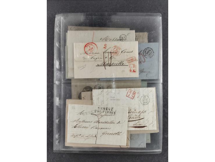 1796/1880, Lot von 39, häufig nach Frankreich adressierten, vorphilatelistischen und markenlosen Briefen. Dabei eine Vielzahl