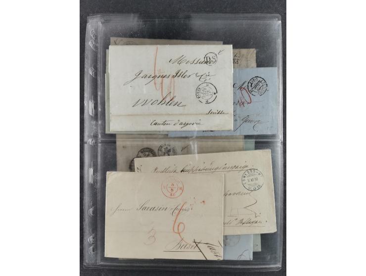 1796/1880, Lot von 39, häufig nach Frankreich adressierten, vorphilatelistischen und markenlosen Briefen. Dabei eine Vielzahl