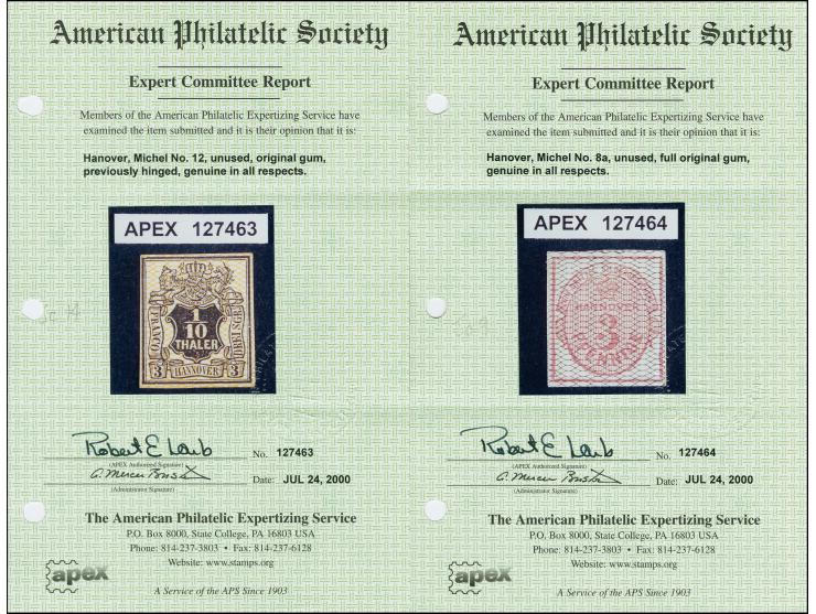 1856/57, Netzuntergrund, 3 Pfennig-1/10 Thaler komplett, dabei die 3 Pfennig in beiden Farben, alle voll- bis breitrandig, un