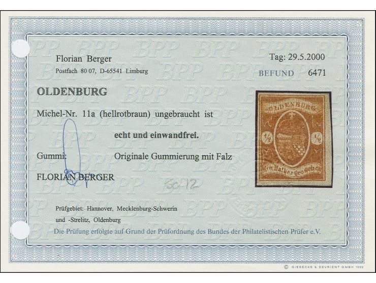 ½ Groschen hellrotbraun, farbfrisch und voll- bis breitrandig, ungebraucht mit Originalgummi. einwandfrei. Fotobefund Berger 