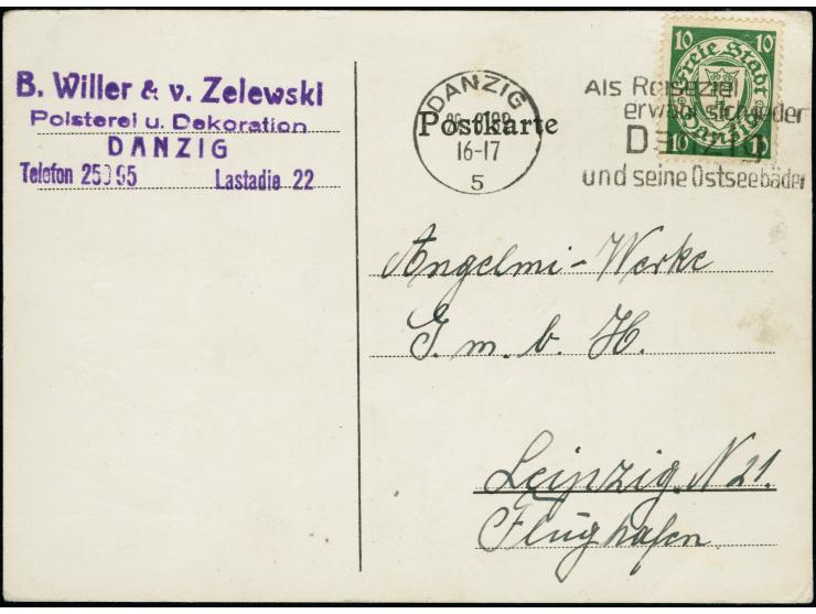 “DANZIG 5 29.3.32 - Als Reiseziel erwähl sich jeder Danzig und seine Ostseebäder” (ohne Sterne, Wolff 1.4) klar auf Staatswap