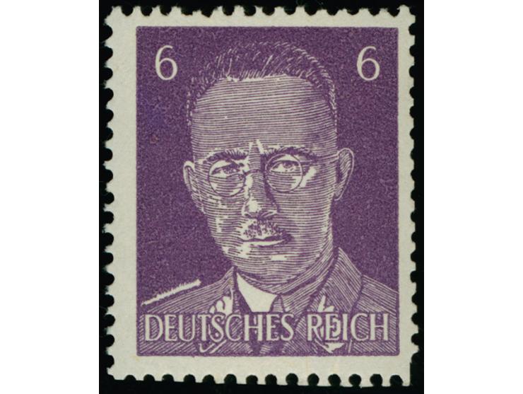 1943, Himmler 6 Pfg. violett, eng schraffiert, postfrisch, kleiner Knitter und kurzer Zahn, sonst tadellos, Bleistiftsignatur