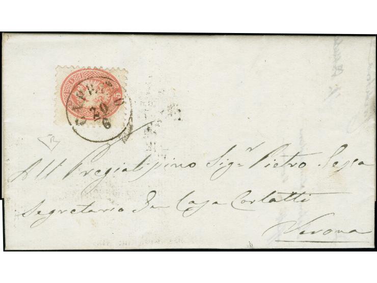 "CAPRINO 20/6", EKr., auf 1864, 5 Soldi, auf komplettem Faltbrief nach Verona. Signiert Enzo Diena mit Attest (1988) (Sassone