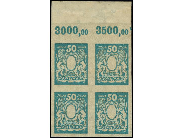 1922, Großes Staaatswappen 50 M. mittelgrünlichblau, ungezähnter Phasendruck ohne Mittelstück, mit Rosettenunterdruck, Oberra